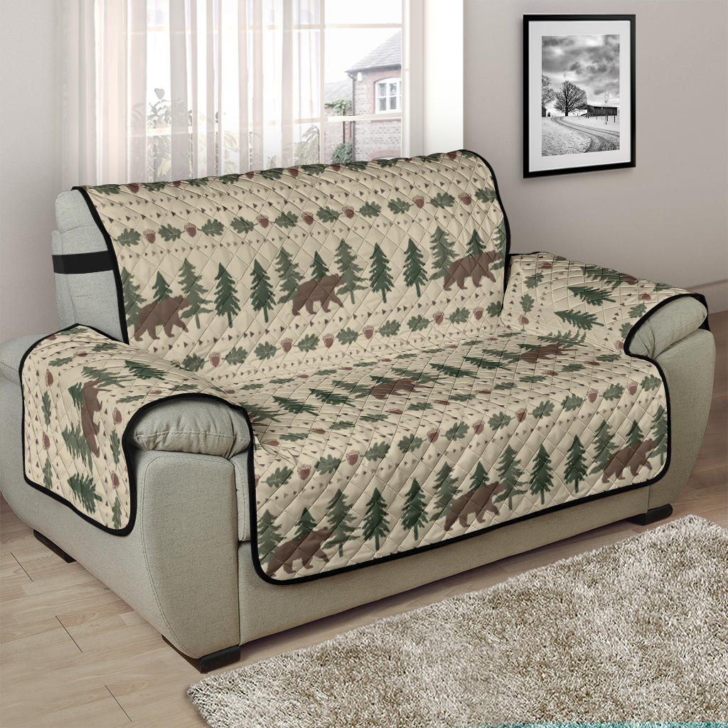 Rustic Tan With Bears, Acorns and Pine Trees Furniture Slipcover Protectors