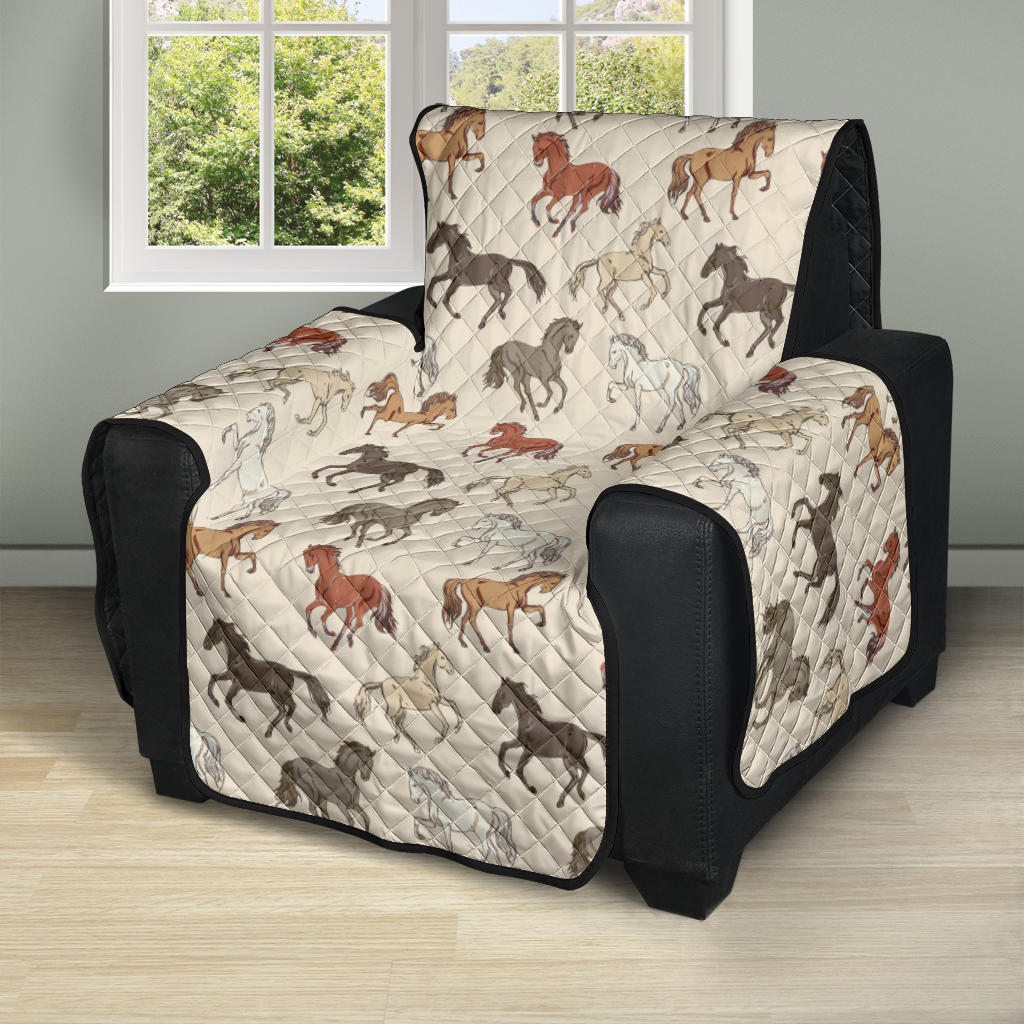 Horse Pattern on Light Cream Furniture Slipcovers