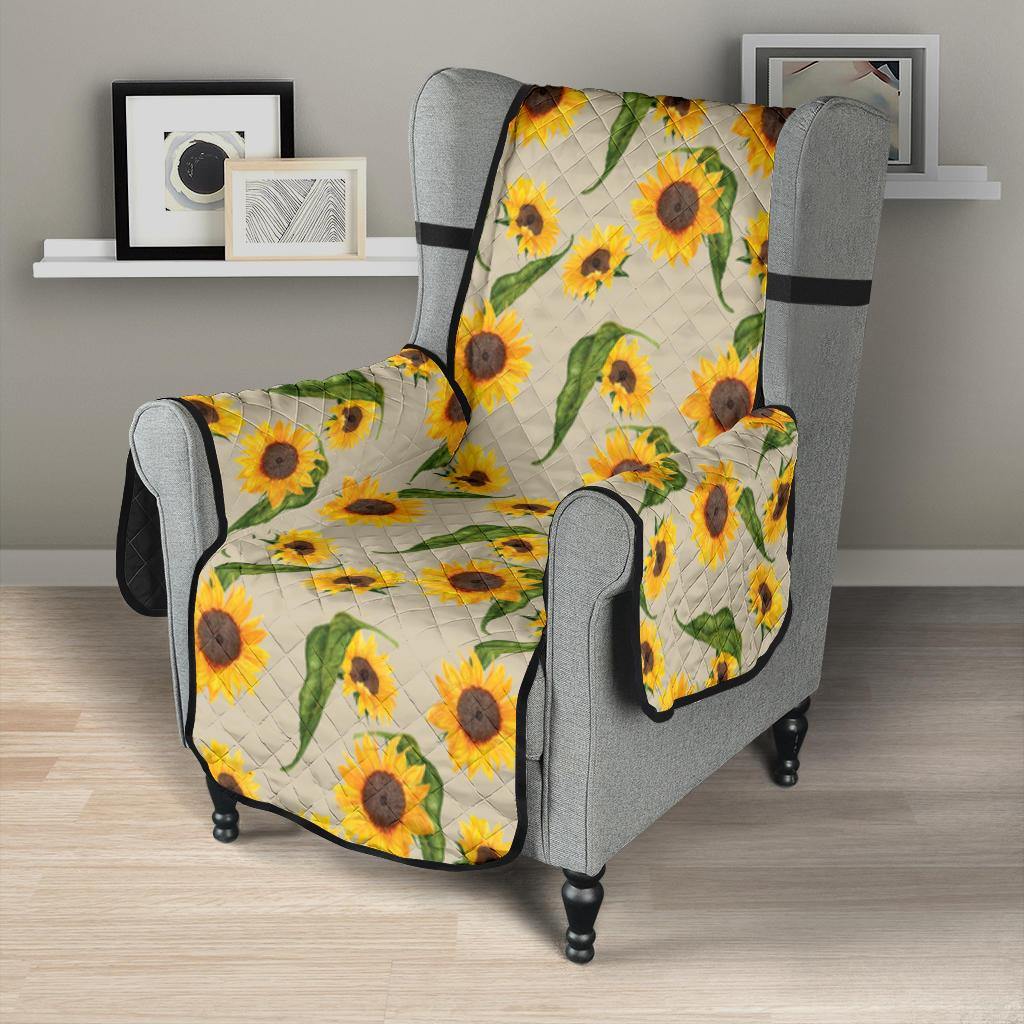 Beige With Rustic Sunflower Pattern Furniture Slipcovers - RusticDecorShop