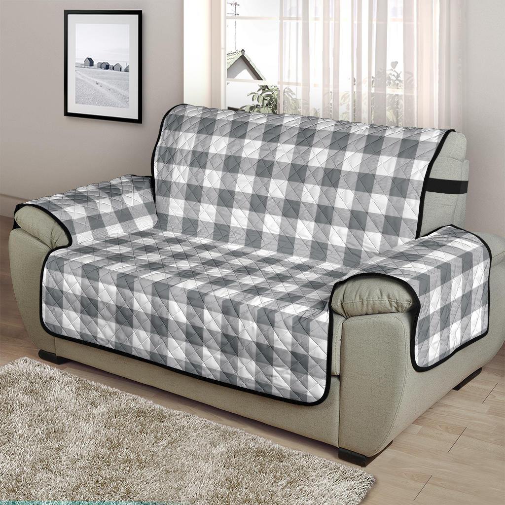 Gray and White Buffalo Plaid Furniture Slipcovers - RusticDecorShop