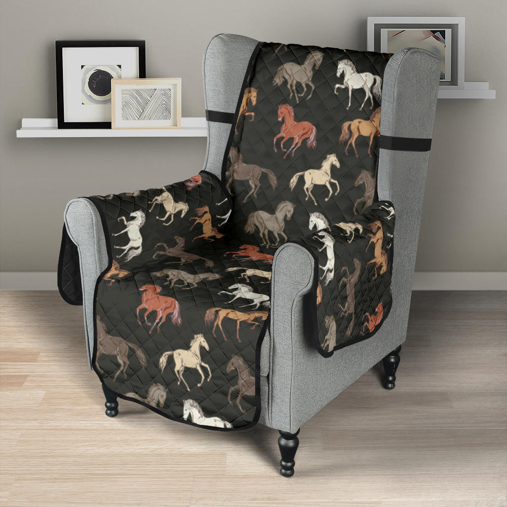 Horse Pattern on Dark Gray Furniture Slipcovers