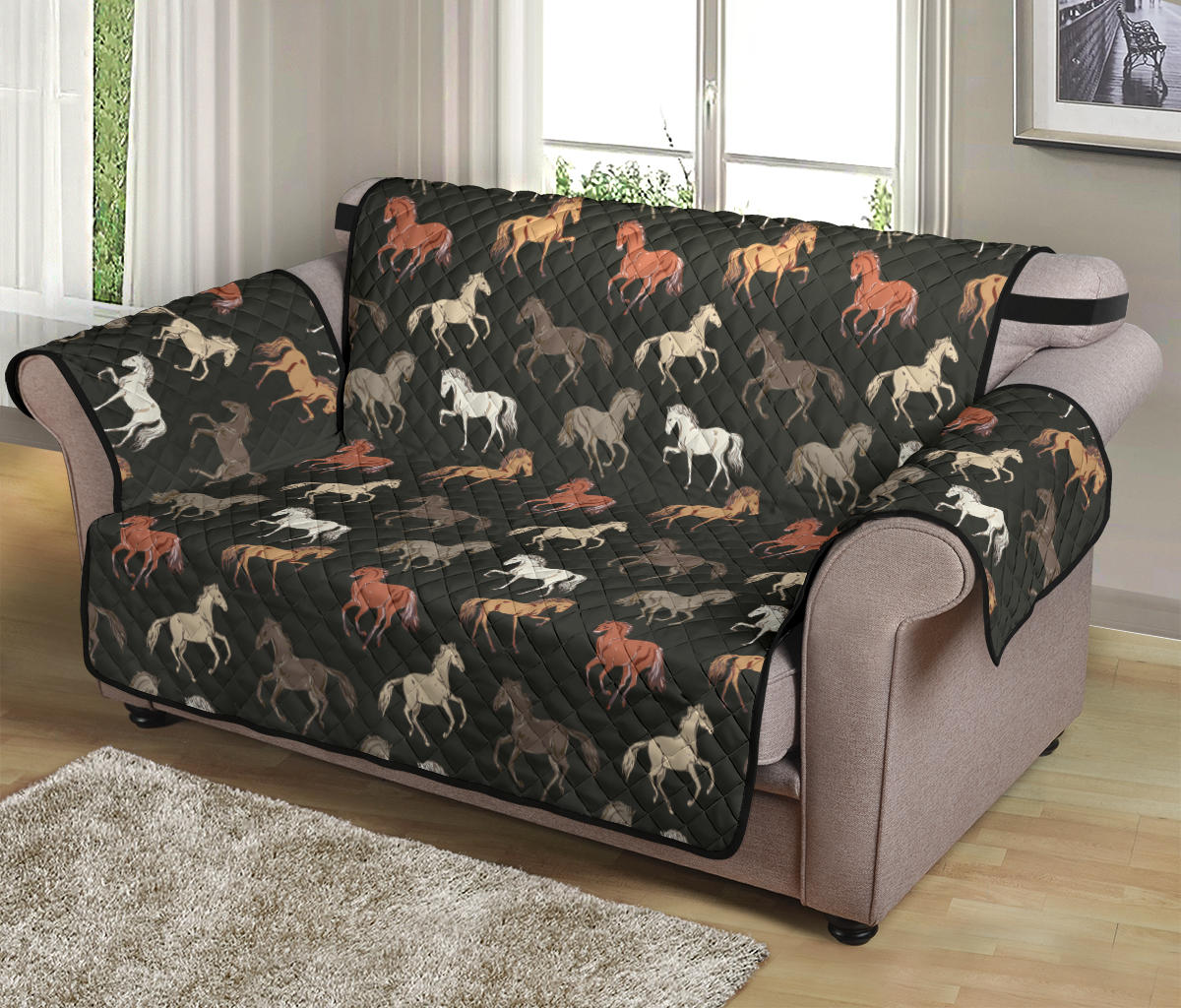 Horse Pattern on Dark Gray Furniture Slipcovers