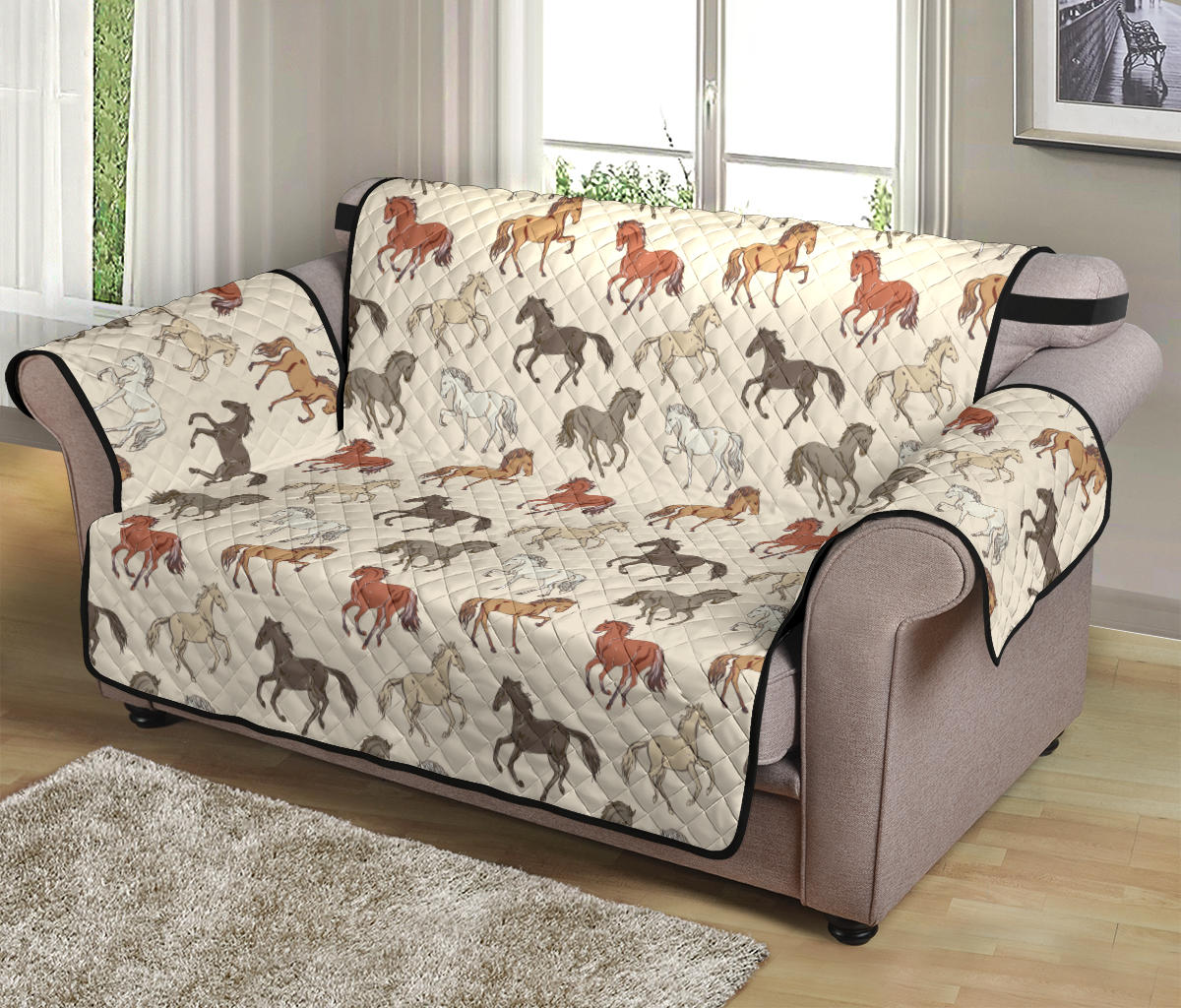 Horse Pattern on Light Cream Furniture Slipcovers