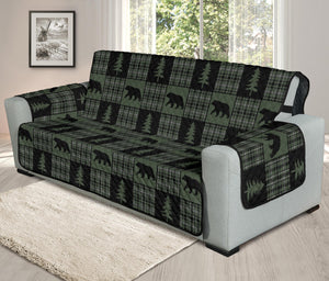 Green and Black Plaid Bear Patchwork Furniture Slipcovers