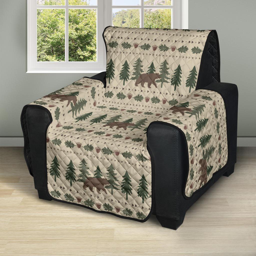 Rustic Tan With Bears, Acorns and Pine Trees Furniture Slipcover Protectors