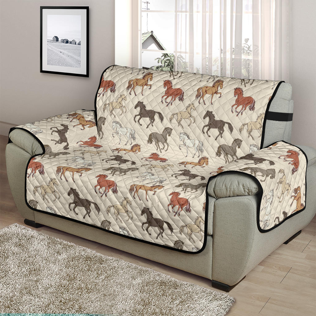 Horse Pattern on Light Cream Furniture Slipcovers