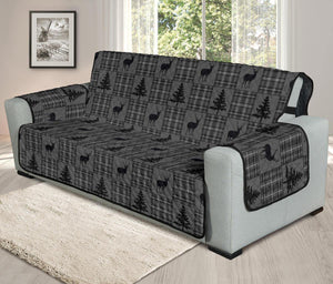 Gray and Black Plaid Deer Theme Rustic Furniture Slipcovers - RusticDecorShop