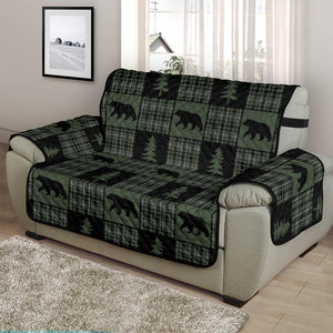 Green and Black Plaid Bear Patchwork Furniture Slipcovers