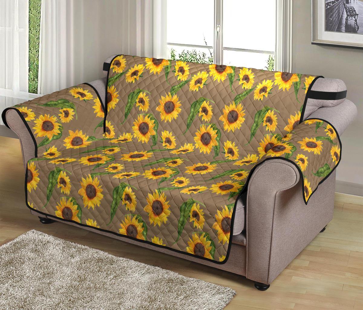 Brown With Sunflower Pattern Furniture Slipcovers - RusticDecorShop