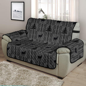 Gray and Black Plaid Deer Theme Rustic Furniture Slipcovers - RusticDecorShop