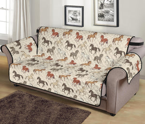 Horse Pattern on Light Cream Furniture Slipcovers