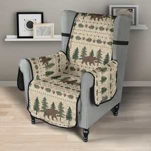 Rustic Tan With Bears, Acorns and Pine Trees Furniture Slipcover Protectors