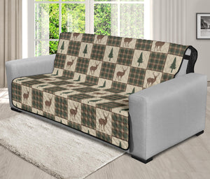 Tan and Green Plaid Deer Theme Rustic Furniture Slipcovers