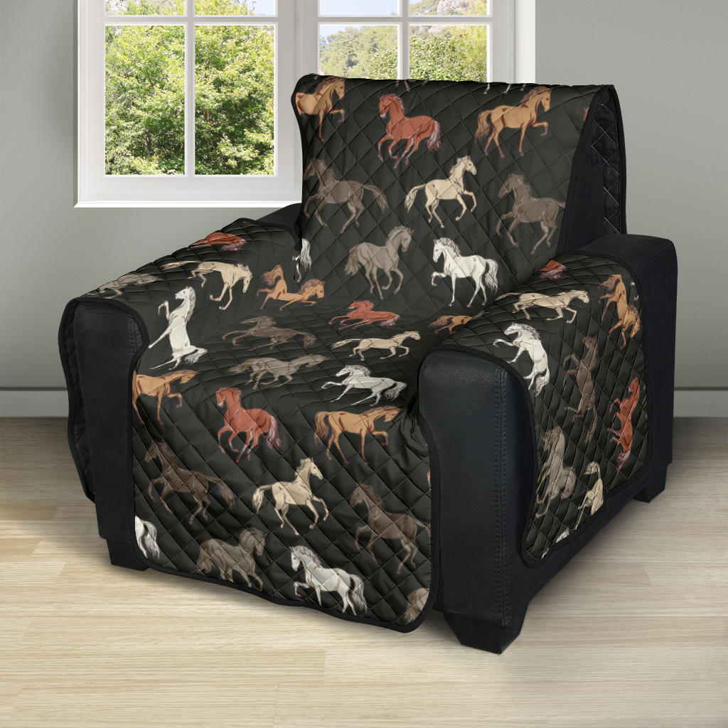 Horse Pattern on Dark Gray Furniture Slipcovers