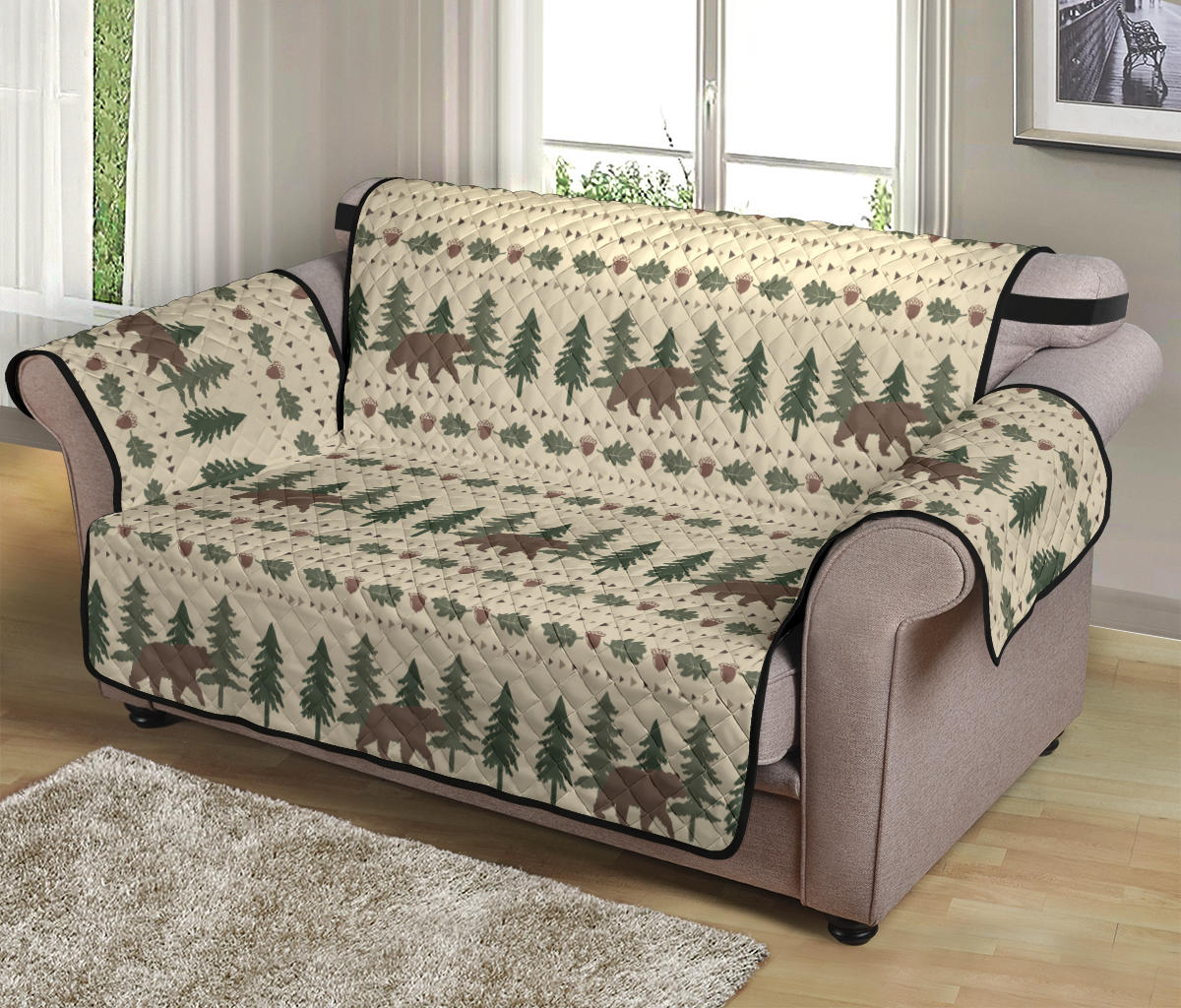 Rustic Tan With Bears, Acorns and Pine Trees Furniture Slipcover Protectors