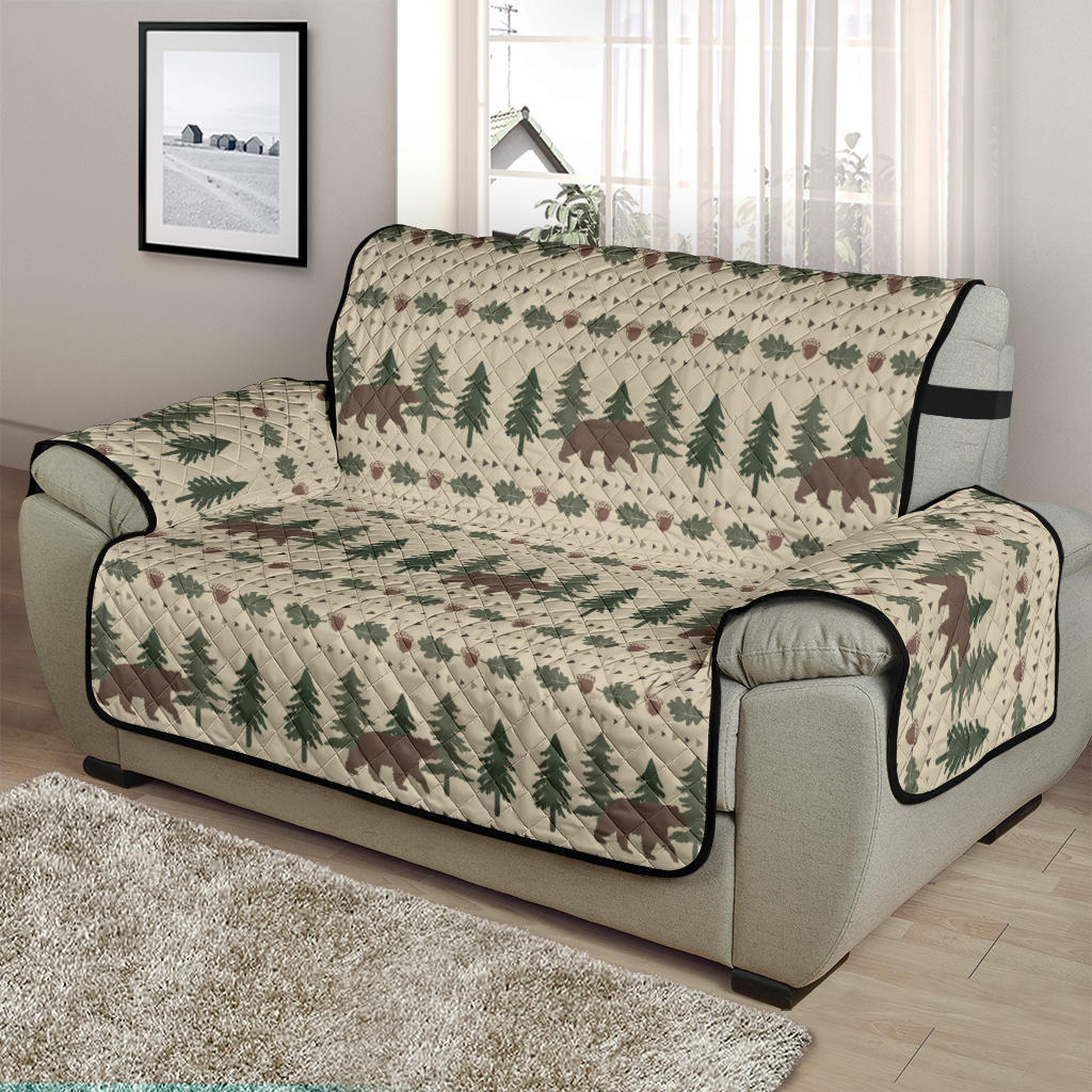 Rustic Tan With Bears, Acorns and Pine Trees Furniture Slipcover Protectors