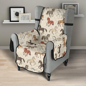 Horse Pattern on Light Cream Furniture Slipcovers