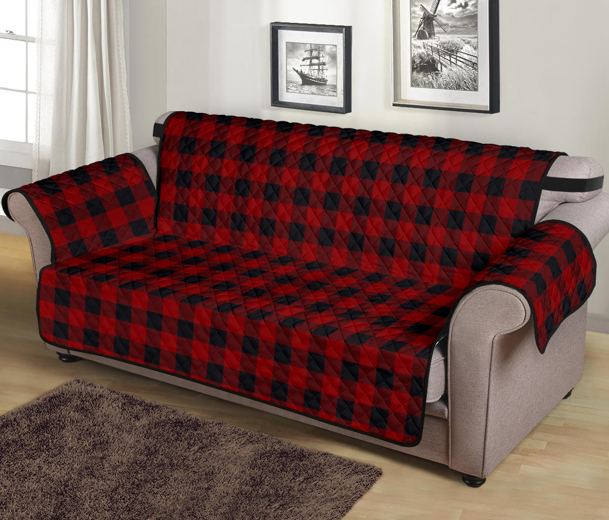 Red and Black Buffalo Plaid Furniture Slipcovers