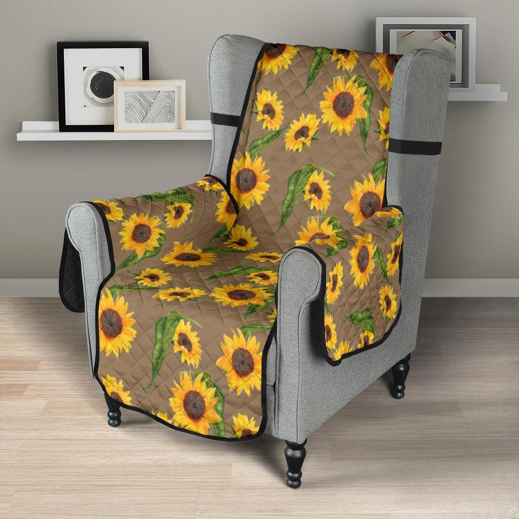 Brown With Sunflower Pattern Furniture Slipcovers - RusticDecorShop