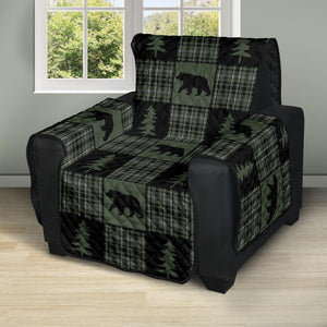 Green and Black Plaid Bear Patchwork Furniture Slipcovers