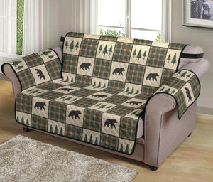 Tan and Green Plaid Bear Theme Furniture Slipcovers - RusticDecorShop