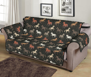 Horse Pattern on Dark Gray Furniture Slipcovers