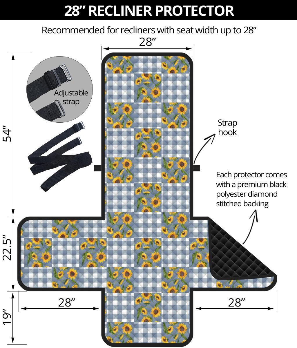 Blue Buffalo Plaid With Sunflowers Patchwork Pattern Furniture Slipcovers - RusticDecorShop