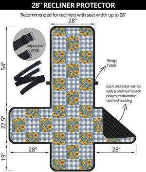 Blue Buffalo Plaid With Sunflowers Patchwork Pattern Furniture Slipcovers - RusticDecorShop