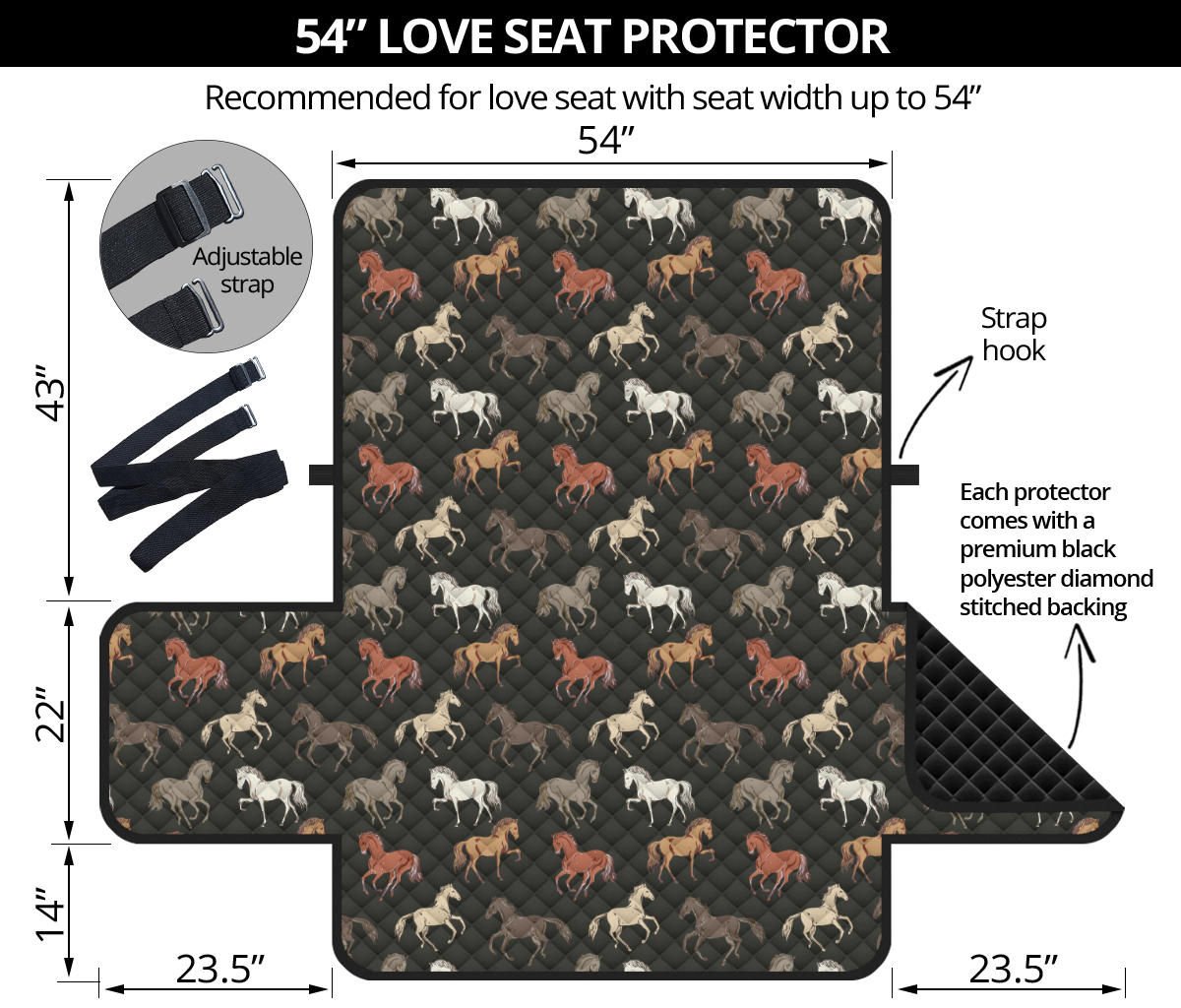 Horse Pattern on Dark Gray Furniture Slipcovers