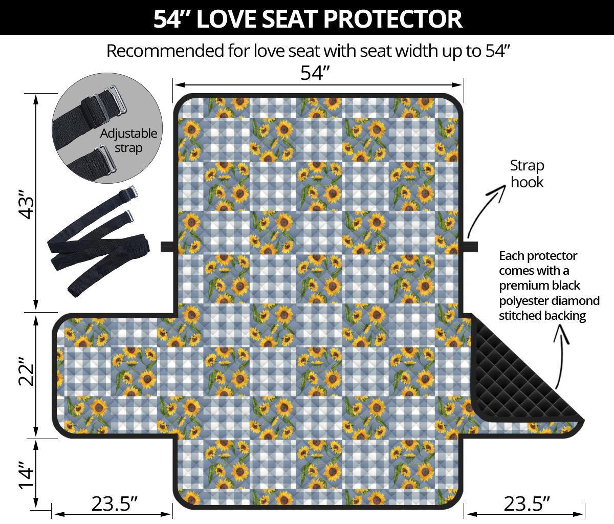 Blue Buffalo Plaid With Sunflowers Patchwork Pattern Furniture Slipcovers - RusticDecorShop