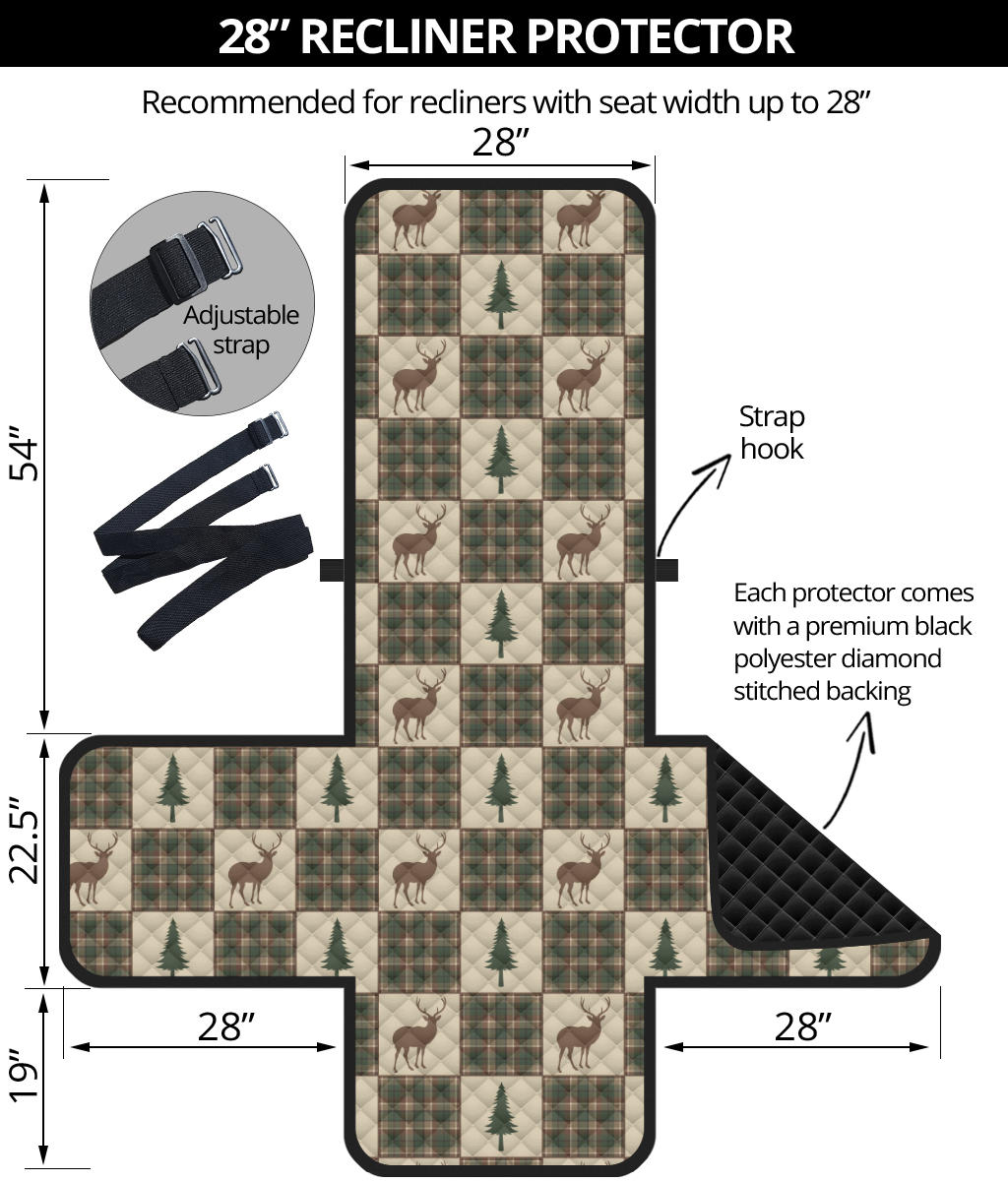 Tan and Green Plaid Deer Theme Rustic Furniture Slipcovers