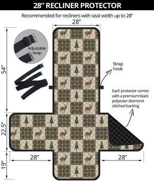 Tan and Green Plaid Deer Theme Rustic Furniture Slipcovers