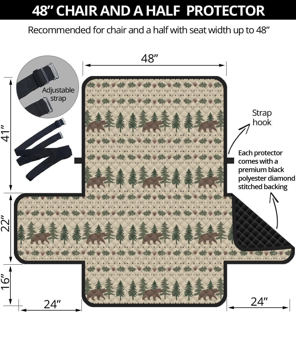 Rustic Tan With Bears, Acorns and Pine Trees Furniture Slipcover Protectors