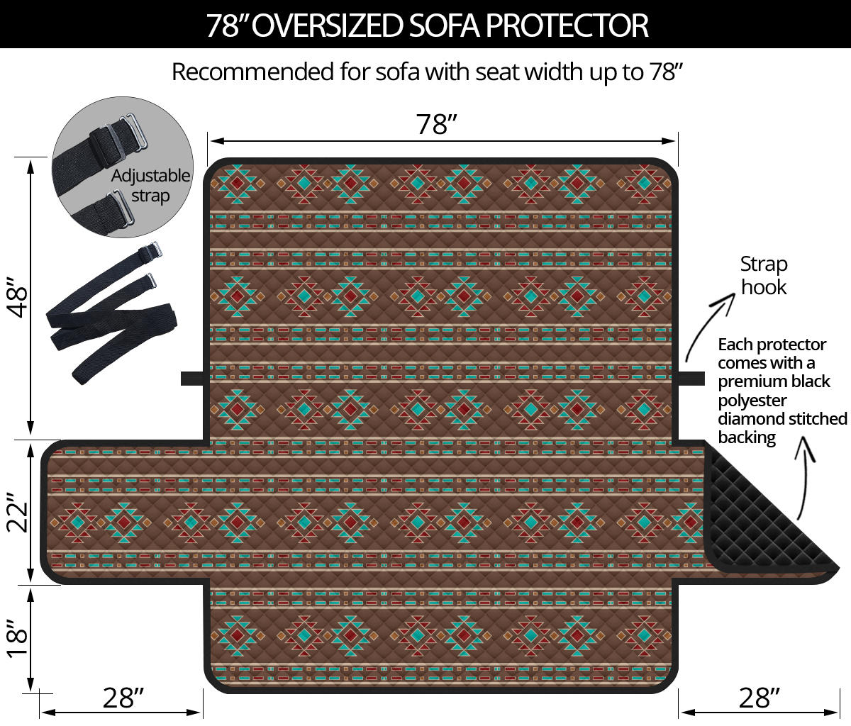 Southwestern Pattern Furniture Slipcovers In Dark Brown