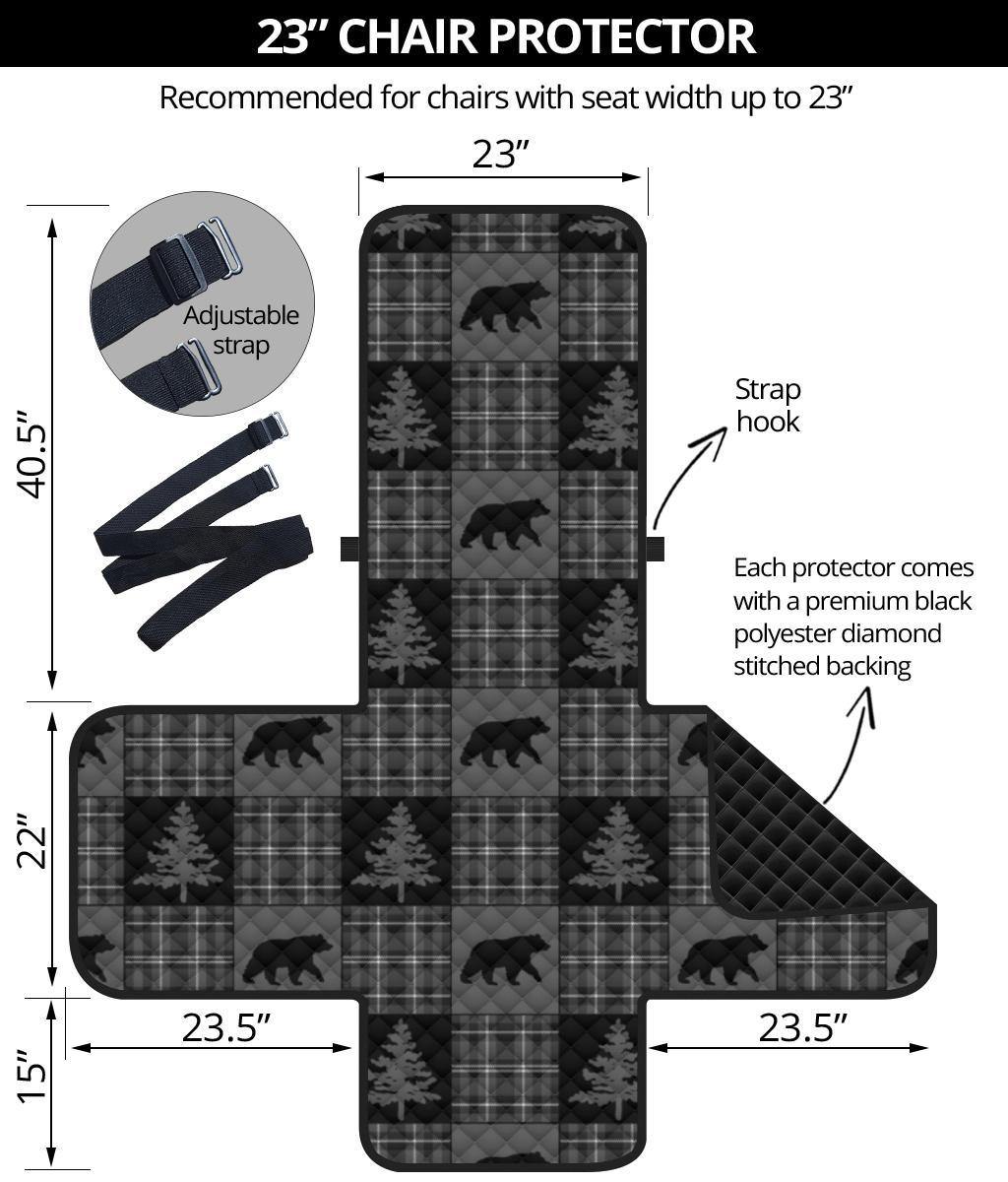 Gray and Black Plaid With Bears Woodland Theme Slipcovers - RusticDecorShop