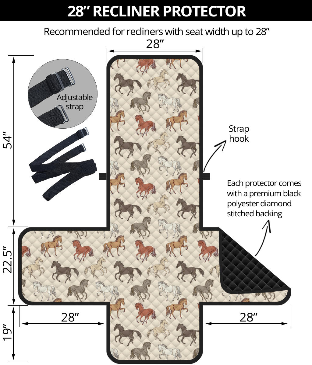 Horse Pattern on Light Cream Furniture Slipcovers