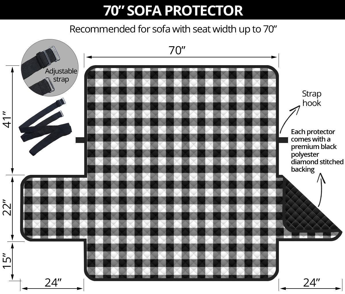 Plaid Sofa Slipcover Black and White Tartan Pattern on 70 Seat