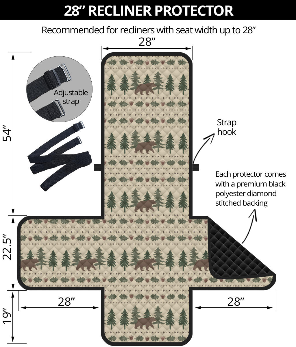 Rustic Tan With Bears, Acorns and Pine Trees Furniture Slipcover Protectors