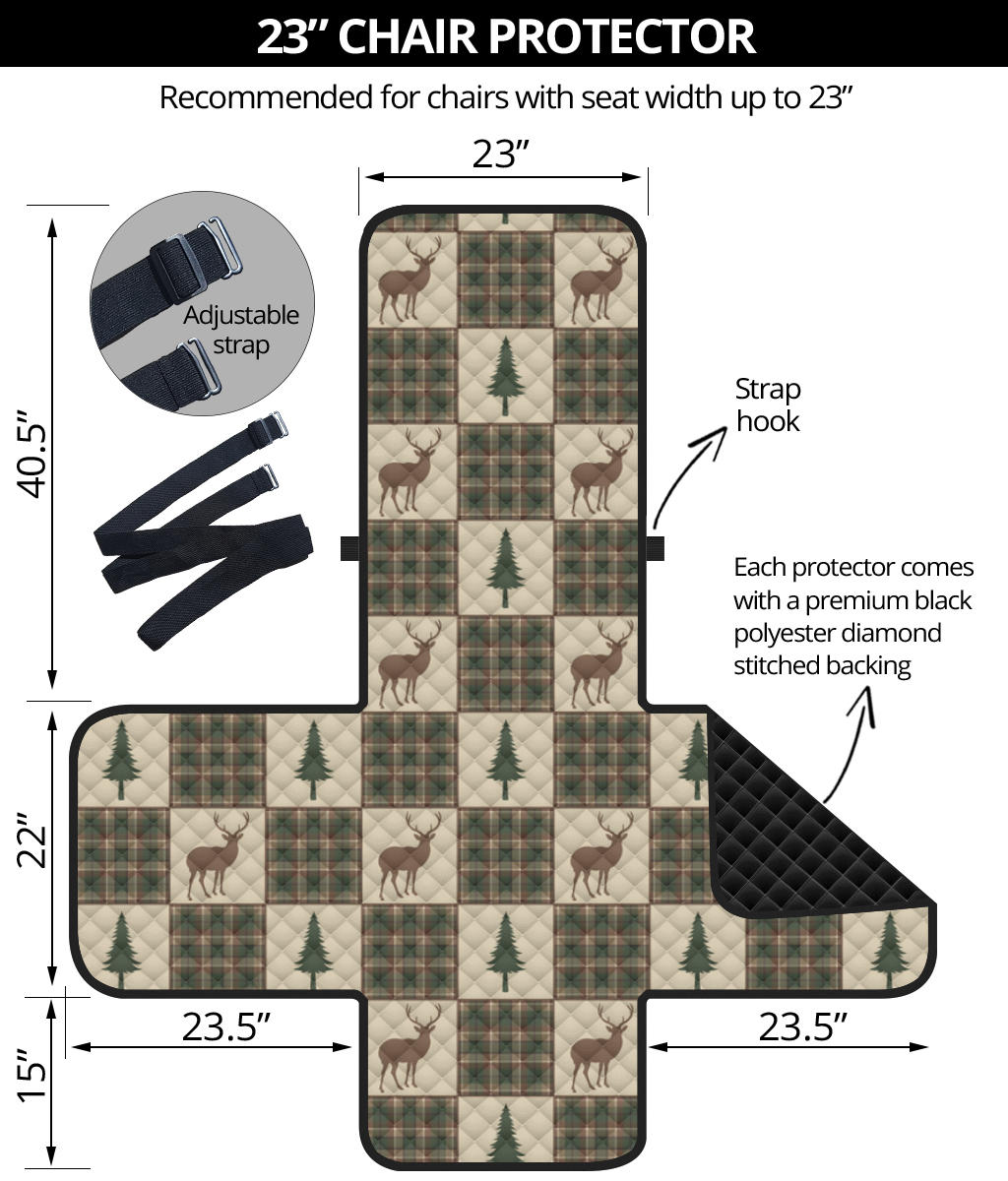 Tan and Green Plaid Deer Theme Rustic Furniture Slipcovers