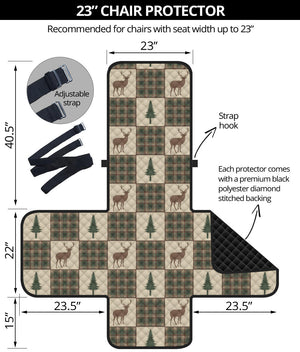 Tan and Green Plaid Deer Theme Rustic Furniture Slipcovers