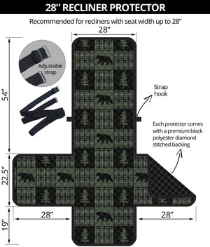 Green and Black Plaid Bear Patchwork Furniture Slipcovers