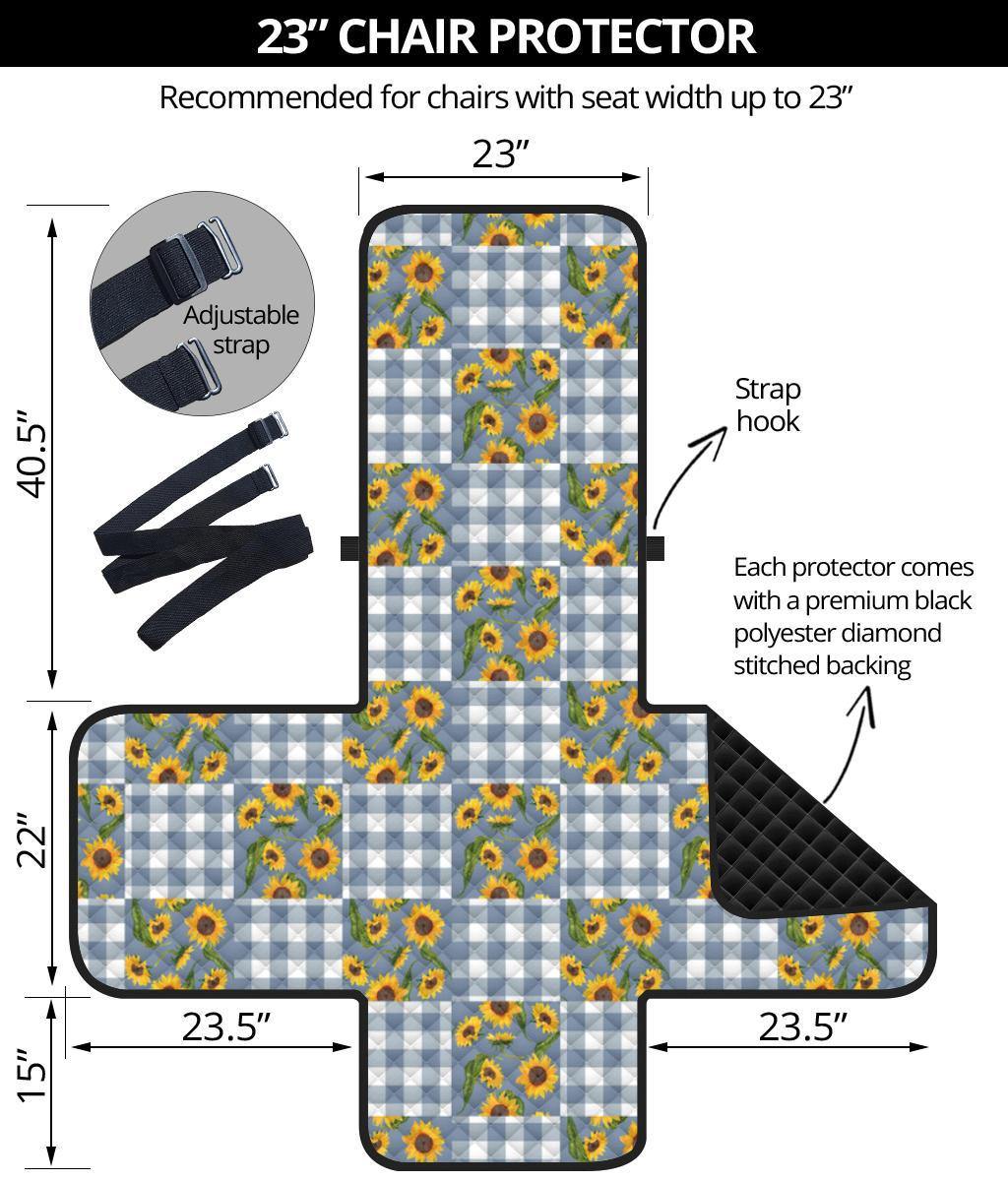 Blue Buffalo Plaid With Sunflowers Patchwork Pattern Furniture Slipcovers - RusticDecorShop