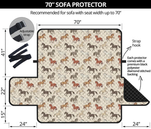 Horse Pattern on Light Cream Furniture Slipcovers