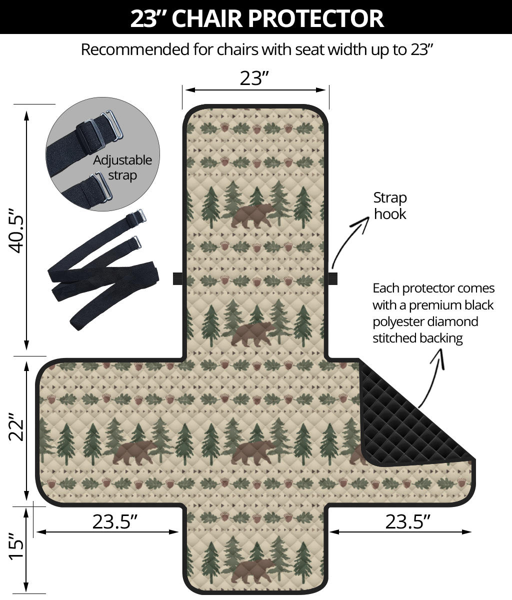 Rustic Tan With Bears, Acorns and Pine Trees Furniture Slipcover Protectors