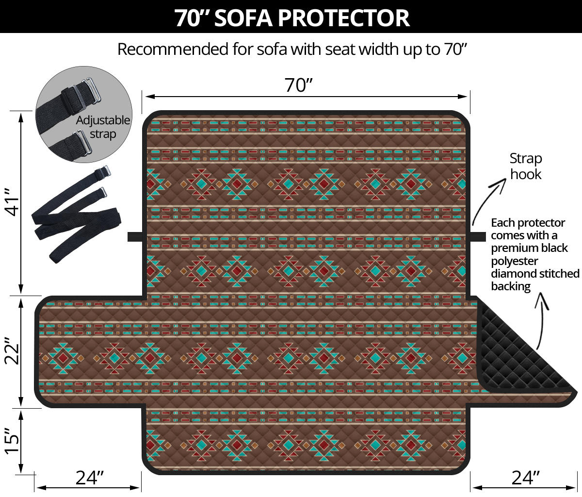 Southwestern Pattern Furniture Slipcovers In Dark Brown