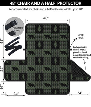 Green and Black Plaid Bear Patchwork Furniture Slipcovers