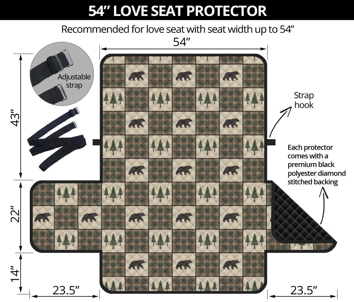 Tan and Green Plaid Bear Theme Furniture Slipcovers - RusticDecorShop