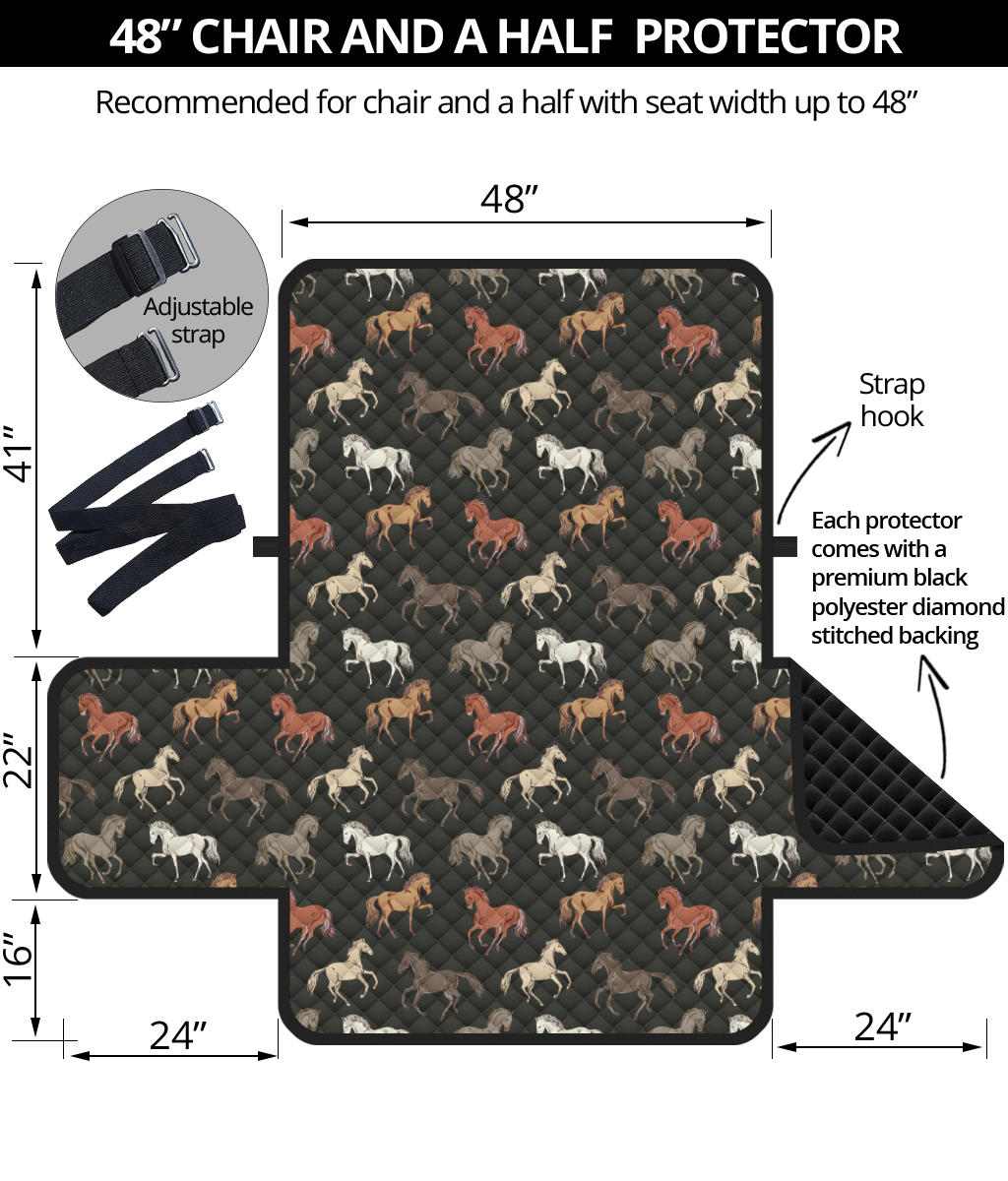 Horse Pattern on Dark Gray Furniture Slipcovers