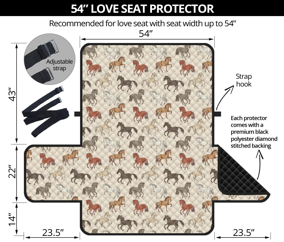 Horse Pattern on Light Cream Furniture Slipcovers