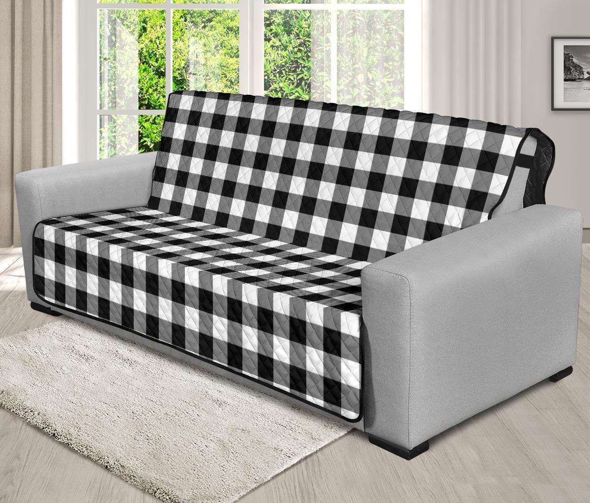 Black and White Buffalo Plaid Furniture Slipcovers - RusticDecorShop